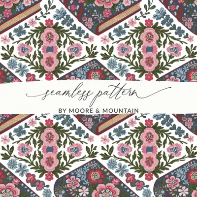 Floral Book Digital Paper, Seamless Pattern Design, Scrapbook Paper Pack, Fabric Pattern, Printable Background, Unique Floral Texture