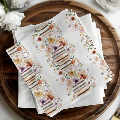 Floral Books Digital Paper, Seamless Book Pattern, Watercolor Flowers Design, Books and Flowers Pattern, Reading Theme Digital File - Moore and Mountain