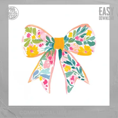 Watercolor floral bow with "Easy Download" text.