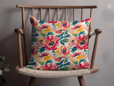 Floral Brushstrokes In Coral And Teal Pattern Digital - Moore and Mountain