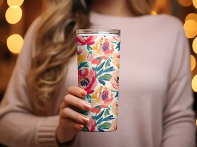 Floral Brushstrokes In Coral And Teal Pattern Digital - Moore and Mountain