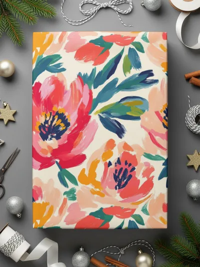 Floral Brushstrokes In Coral And Teal Pattern Digital - Moore and Mountain