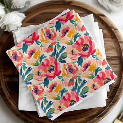 Floral Brushstrokes In Coral And Teal Pattern Digital - Moore and Mountain