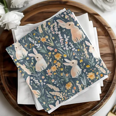 Floral Bunny Pattern Dinner Paper Napkins Product