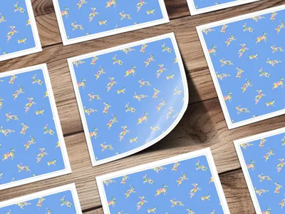 Floral Bunny Digital Paper, Seamless Rabbit Pattern, Spring Easter Design, Pastel Blue Background, Cute Animal Print, Digital Download - Moore and Mountain