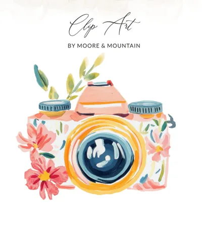 Floral Camera SVG PNG, Watercolor Digital Camera Art, Boho Photo Clipart, Vintage Photography Illustration, Retro Flower Graphic, Digital