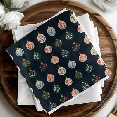 Floral Christmas Baubles Seamless Pattern, Holiday Ornament Design, Digital Paper, Scrapbooking, Commercial Use - Moore and Mountain