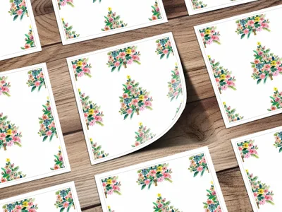 Floral Christmas Tree Digital Paper, Watercolor Seamless Pattern, Holiday Design, Festive Digital Download, Scrapbook Paper, Fabric Print - Moore and Mountain