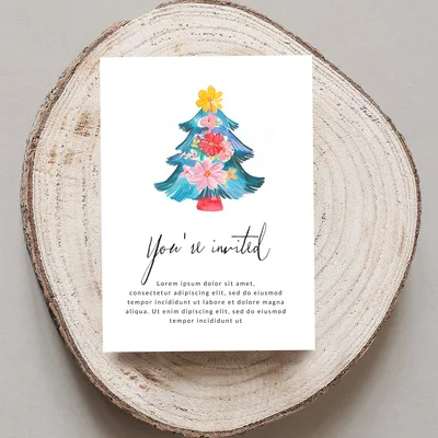 Floral Christmas Tree PNG Clipart, Watercolor Botanical Holiday Tree Digital Download, Grandmillennial Preppy Xmas Sublimation Design