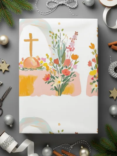 Floral Cross Digital Paper, Seamless Pattern Design, Christian Easter Spring Background, Scrapbooking Fabric Design, Digital Files - Moore and Mountain