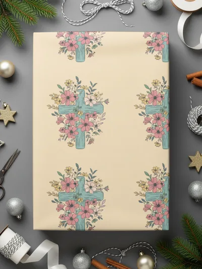 Floral Cross Seamless Pattern Digital, Easter Digital Paper, Religious Fabric Design, Christian Pattern Download, Church Digital - Moore and Mountain