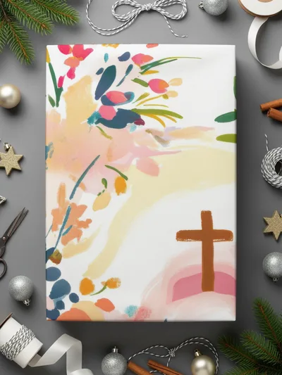 Floral Cross Seamless Pattern, Digital Paper Pack, Church Design, Easter Print, Watercolor Flowers, Religious Art Print, Digital Download - Moore and Mountain