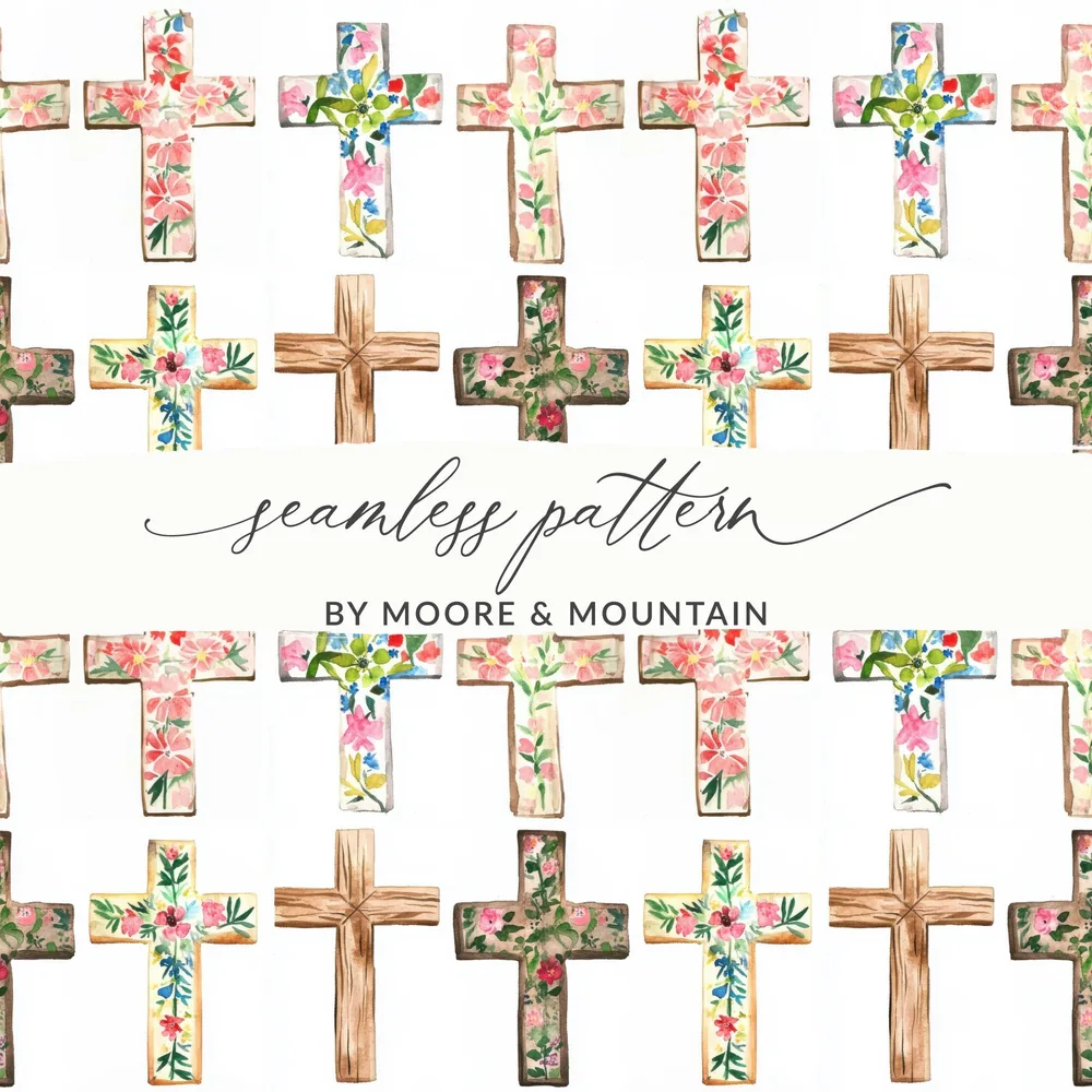 Floral Cross Seamless Pattern by Moore & Mountain