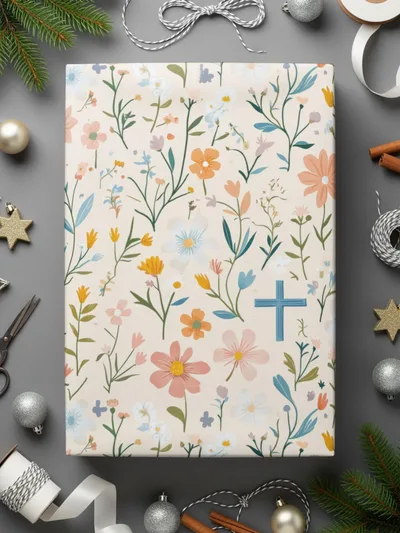 Floral Cross Seamless Pattern Digital, Pastel Flower Digital Paper, Religious Easter Background, Spring Floral Print Fabric, 2 JPEG files - Moore and Mountain