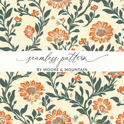 Floral Delight Kalamkari Seamless Pattern Delicate Chintz Background