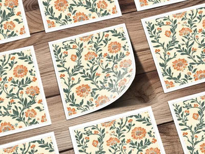 Floral Delight Kalamkari Seamless Pattern Delicate Chintz Background - Moore and Mountain
