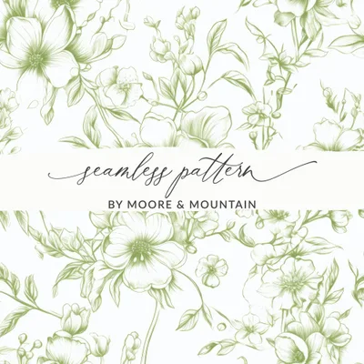 Floral Digital, Flower Pattern Digital, Green Floral Design, Botanical Print, Delicate Flowers Digital, Floral Background Digital