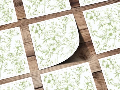 Elegant Green Floral Decorative Cards Pack