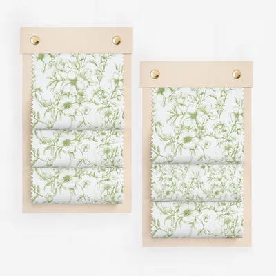 Floral Pattern Fabric Swatches with Green Flowers
