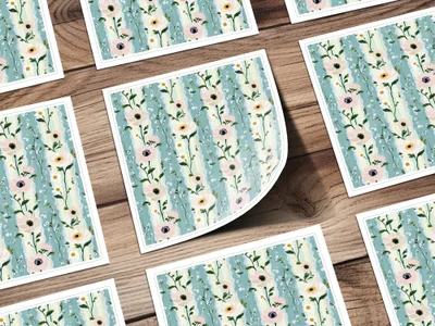 Floral Digital Paper, Anemone Seamless Pattern, Pastel Flower Print, Green Wallpaper, Digital Fabric Design, JPEG Files, Scrapbook Paper - Moore and Mountain