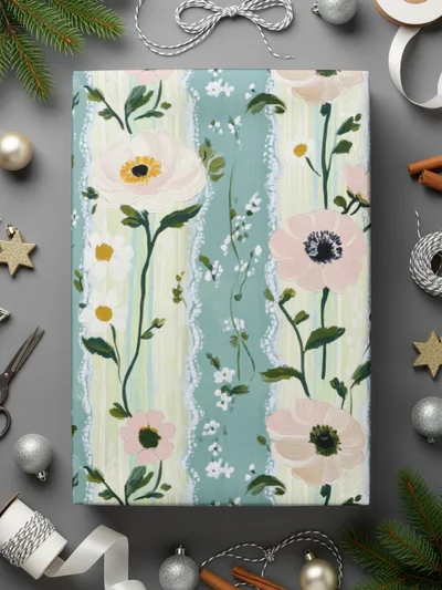 Floral Digital Paper, Anemone Seamless Pattern, Pastel Flower Print, Green Wallpaper, Digital Fabric Design, JPEG Files, Scrapbook Paper - Moore and Mountain