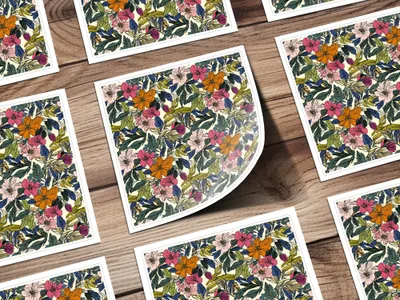 Floral Pattern Design Sticker Sheet for Craft Projects