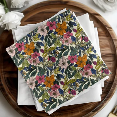 Colorful Floral Print Decorative Paper Napkins Set