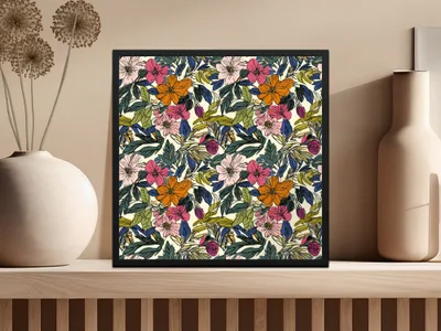 Colorful Floral Pattern Art Print for Home Decor