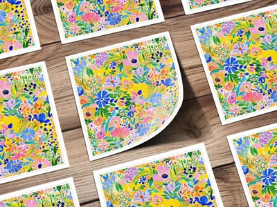 Floral Digital Paper, Bright Flower Pattern, Colorful Seamless Background, Spring Summer Design, Printable Fabric Design, Scrapbooking Paper - Moore and Mountain