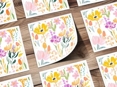 Floral Digital Paper, Brushstroke Flowers Seamless Pattern, Spring Fabric Design, Pastel Flower Pattern, Digital Download for Commercial Use - Moore and Mountain