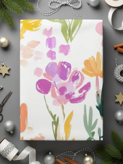 Floral Digital Paper, Brushstroke Flowers Seamless Pattern, Spring Fabric Design, Pastel Flower Pattern, Digital Download for Commercial Use - Moore and Mountain