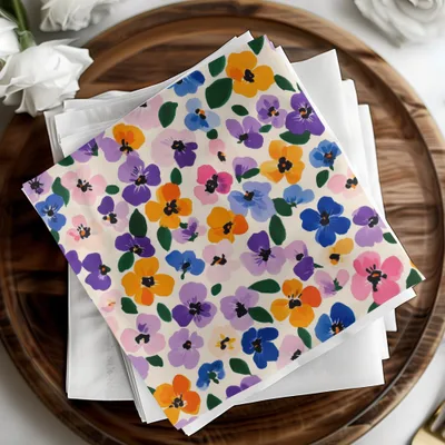 Vibrant Multicolor Floral Design on Napkin Set