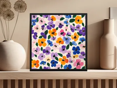 Colorful Floral Abstract Art Print for Home Decor