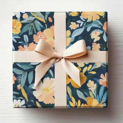 Floral Gift Wrap with Elegant Bow Gift Wrap