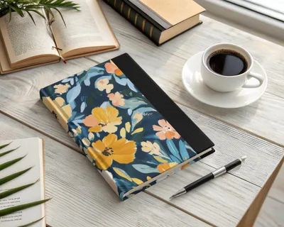 Floral Hardcover Notebook with Vibrant Yellow and Blue Design