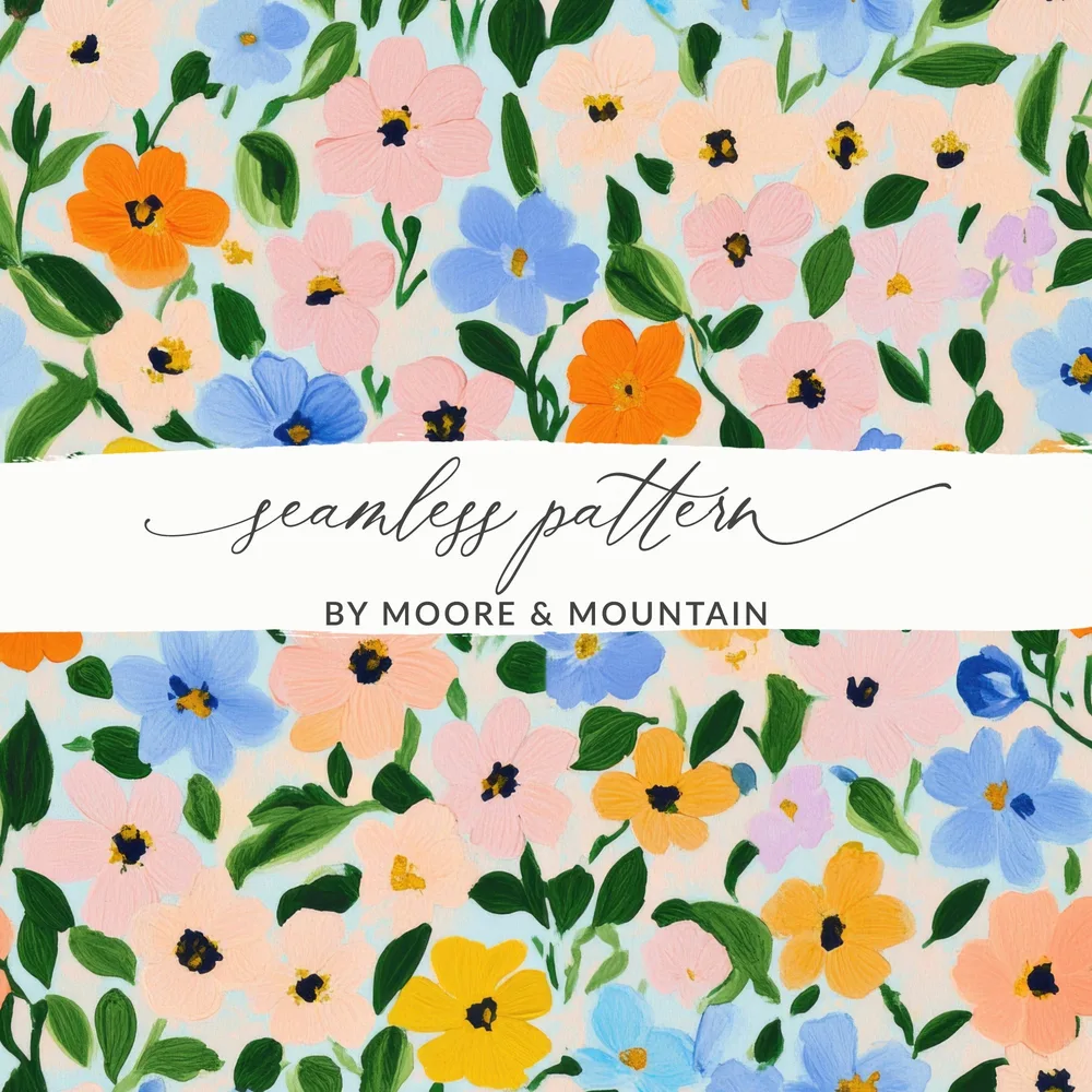 Colorful Flower Seamless Pattern by Moore & Mountain