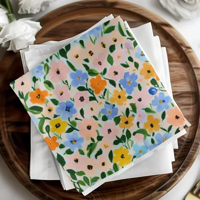 Colorful Floral Pattern Napkins for Home and Events