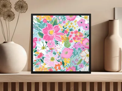 Ditsy Floral Digital Paper, Flower Seamless Pattern, Watercolor Flower, Pink Floral, Fabric Design, Backgrounds, Scrapbooking Paper, Digital Art - Moore and Mountain