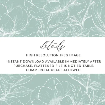 Floral Digital Paper, Green and White Peonies, Seamless Pattern, Commercial Use, Print on Demand, 12x12 JPEG, Floral Background - Moore and Mountain