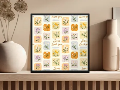 Inspirational Floral Art with Jesus Loves You Design