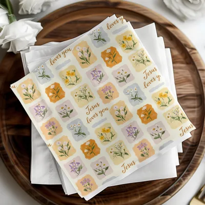 Floral Jesus Loves You Napkin Inspirational Print