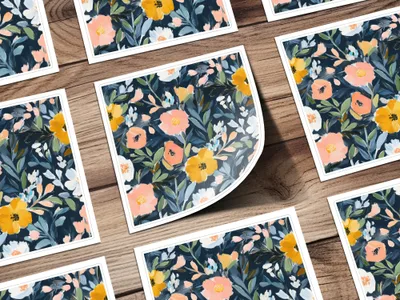 Vibrant Floral Pattern Art Print Spring Botanical Artwork