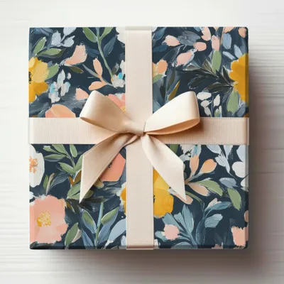 Elegant Floral Gift Box with Satin Ribbon Finish