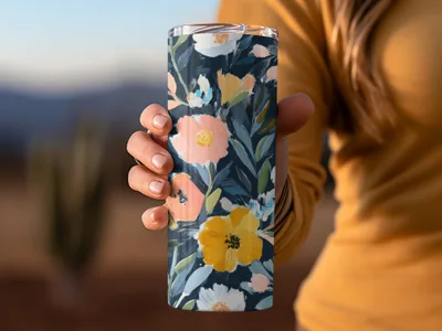 Floral Pattern Insulated Travel Tumbler Drinkware