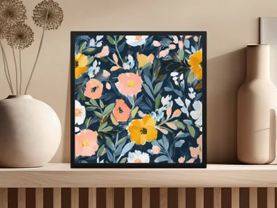 Floral Botanical Art Print with Vibrant Spring Colors