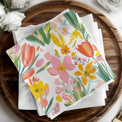 Floral Digital Paper, Painted Flower Seamless Pattern, Spring Tulips Background, Commercial Use, 12x12 JPEG Files, Digital Download - Moore and Mountain