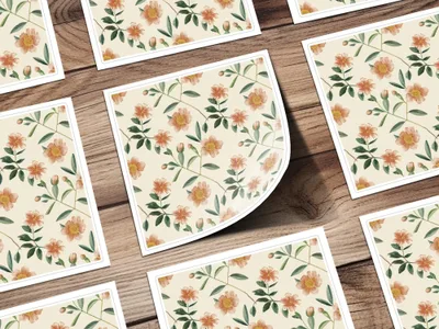 Ditsy Floral Digital Paper, Peach Flower Pattern, Seamless Pattern Design, Repeat Pattern Download, Botanical Print, Surface Pattern Digital - Moore and Mountain