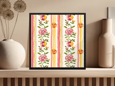 Floral Digital Paper, Pink and Yellow, Seamless Pattern, Digital Download, Scrapbook Paper, Printable Fabric, Flower Pattern - Moore and Mountain