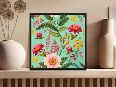Floral Digital Paper, Pink Flower Pattern, Colorful Flowers Digital, Seamless Tropical Design, Bright Floral Print, Summer Digital Art - Moore and Mountain