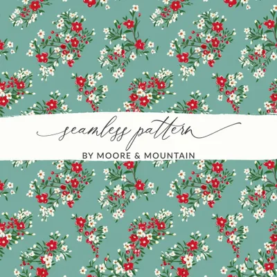 Floral Digital Paper, Red and White Flowers, Seamless Pattern, Fabric Design, Scrapbooking Paper, Printable Paper, Commercial Use